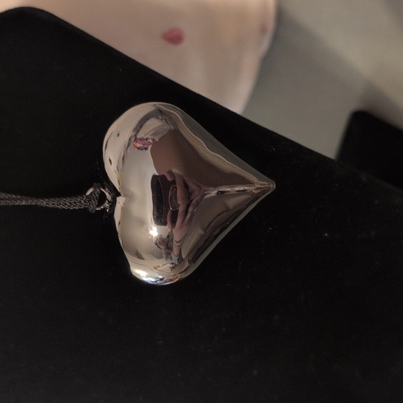 Anthropology Silver Heart Pendant Necklace - Picture 2 of 3